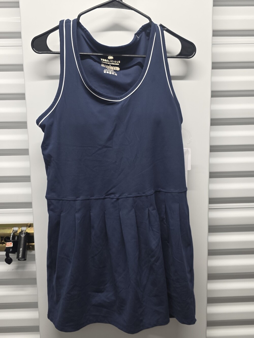 Yogalicious Tank Tennis Dress Navy Inner Shorts Bra Cup Pleats Athleisure Preppy